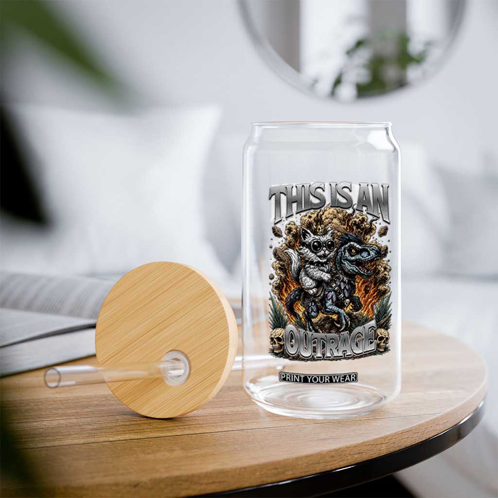 Gothic This Is An Outrage Princess Cat Riding Dinosaur Glass Can Fantasy Reader Gift