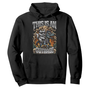 Gothic This Is An Outrage Princess Cat Riding Dinosaur Hoodie Fantasy Reader Gift