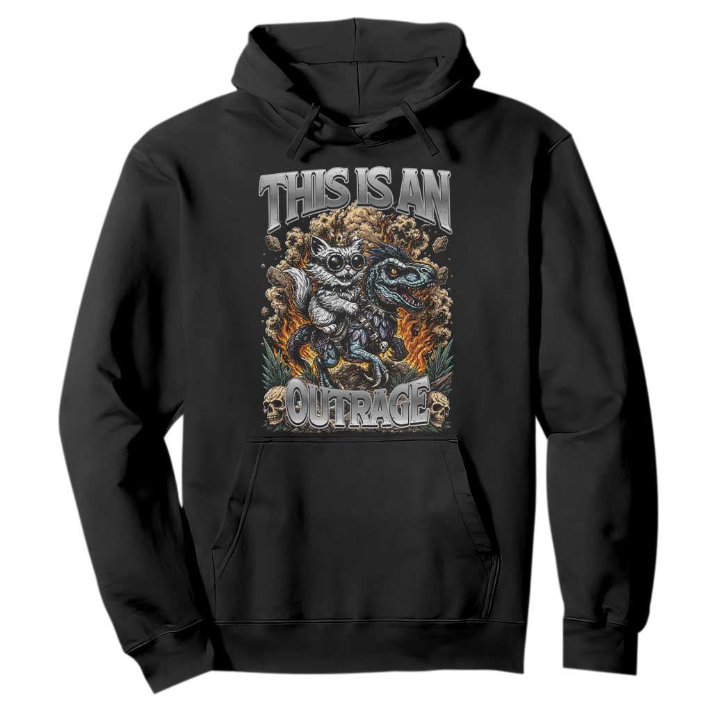 Gothic This Is An Outrage Princess Cat Riding Dinosaur Hoodie Fantasy Reader Gift