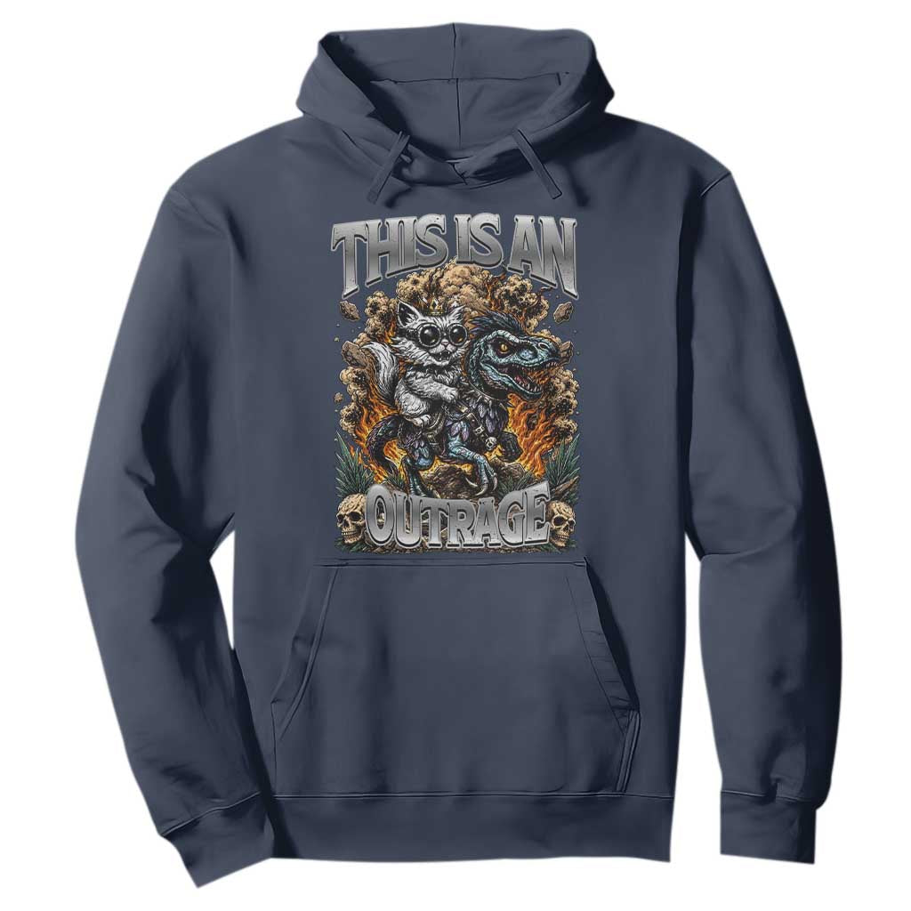 Gothic This Is An Outrage Princess Cat Riding Dinosaur Hoodie Fantasy Reader Gift