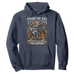 Gothic This Is An Outrage Princess Cat Riding Dinosaur Hoodie Fantasy Reader Gift