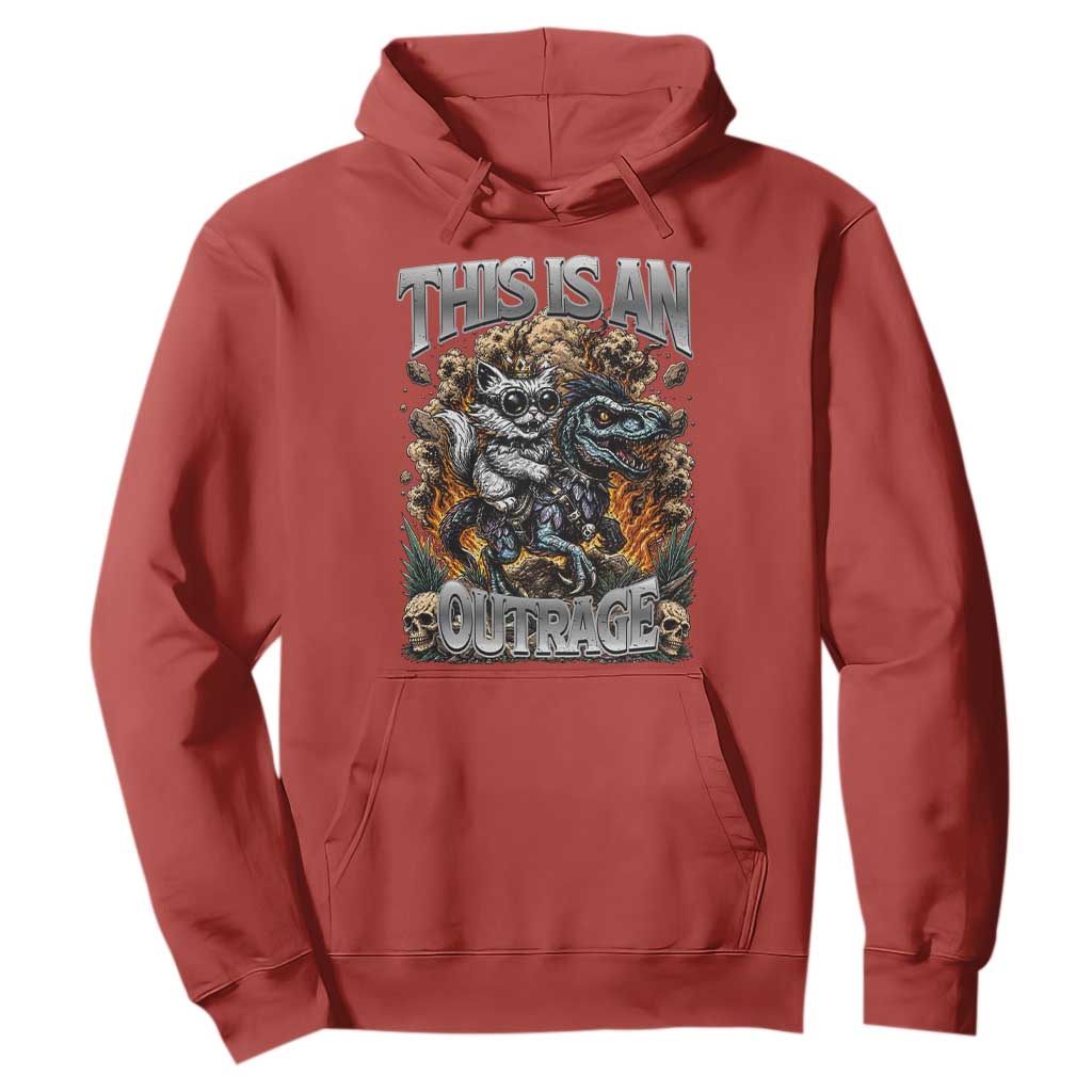 Gothic This Is An Outrage Princess Cat Riding Dinosaur Hoodie Fantasy Reader Gift