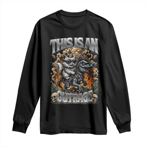 Gothic This Is An Outrage Princess Cat Riding Dinosaur Long Sleeve Shirt Fantasy Reader Gift