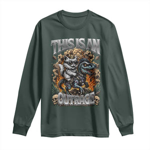 Gothic This Is An Outrage Princess Cat Riding Dinosaur Long Sleeve Shirt Fantasy Reader Gift