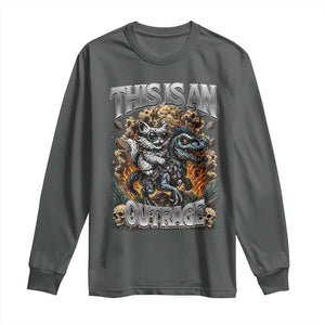 Gothic This Is An Outrage Princess Cat Riding Dinosaur Long Sleeve Shirt Fantasy Reader Gift