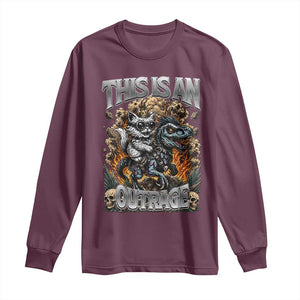 Gothic This Is An Outrage Princess Cat Riding Dinosaur Long Sleeve Shirt Fantasy Reader Gift