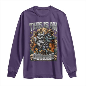 Gothic This Is An Outrage Princess Cat Riding Dinosaur Long Sleeve Shirt Fantasy Reader Gift