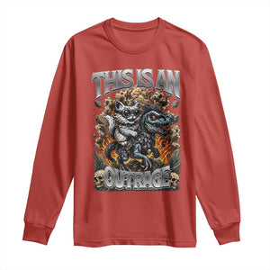 Gothic This Is An Outrage Princess Cat Riding Dinosaur Long Sleeve Shirt Fantasy Reader Gift