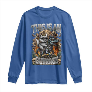 Gothic This Is An Outrage Princess Cat Riding Dinosaur Long Sleeve Shirt Fantasy Reader Gift