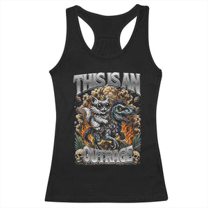Gothic This Is An Outrage Princess Cat Riding Dinosaur Racerback Tank Top Fantasy Reader Gift