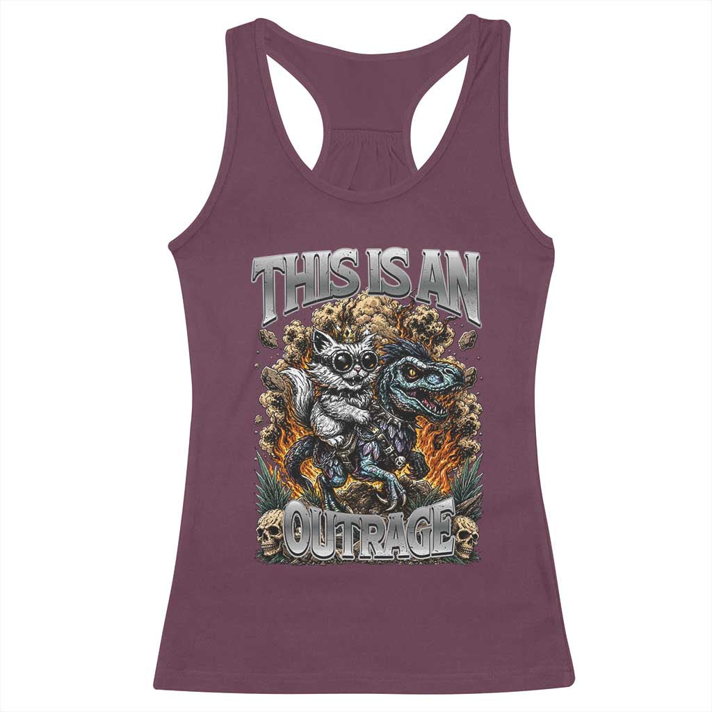 Gothic This Is An Outrage Princess Cat Riding Dinosaur Racerback Tank Top Fantasy Reader Gift