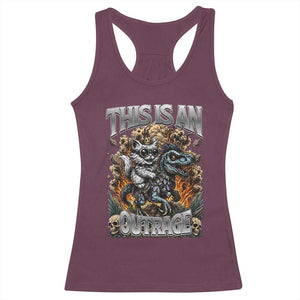 Gothic This Is An Outrage Princess Cat Riding Dinosaur Racerback Tank Top Fantasy Reader Gift