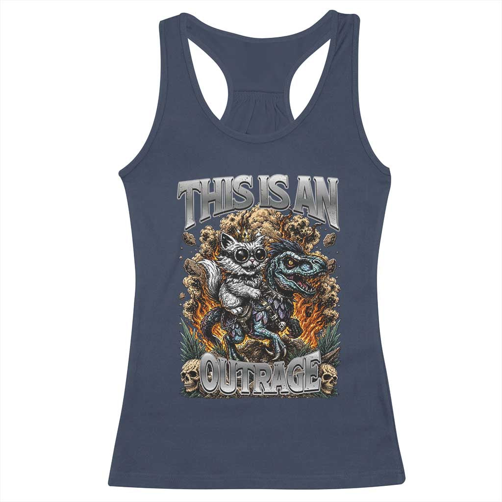 Gothic This Is An Outrage Princess Cat Riding Dinosaur Racerback Tank Top Fantasy Reader Gift