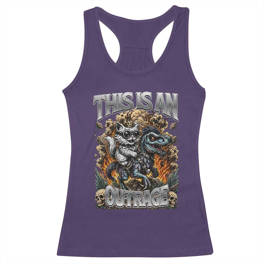 Gothic This Is An Outrage Princess Cat Riding Dinosaur Racerback Tank Top Fantasy Reader Gift