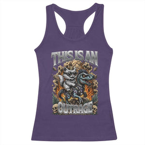 Gothic This Is An Outrage Princess Cat Riding Dinosaur Racerback Tank Top Fantasy Reader Gift
