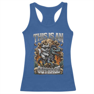 Gothic This Is An Outrage Princess Cat Riding Dinosaur Racerback Tank Top Fantasy Reader Gift
