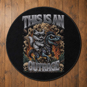 Gothic This Is An Outrage Princess Cat Riding Dinosaur Round Rug Fantasy Reader Gift