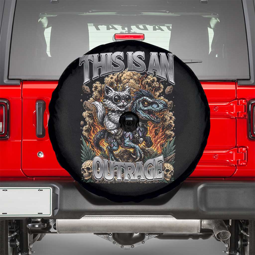 Gothic This Is An Outrage Princess Cat Riding Dinosaur Spare Tire Cover Fantasy Reader Gift