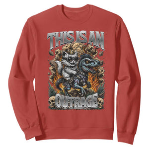 Gothic This Is An Outrage Princess Cat Riding Dinosaur Sweatshirt Fantasy Reader Gift