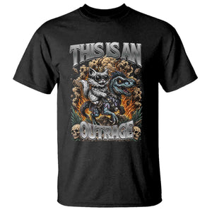 Gothic This Is An Outrage Princess Cat Riding Dinosaur T Shirt Fantasy Reader Gift