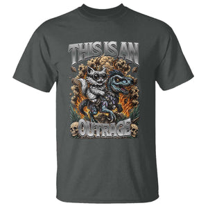 Gothic This Is An Outrage Princess Cat Riding Dinosaur T Shirt Fantasy Reader Gift