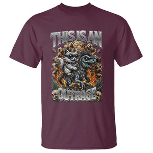 Gothic This Is An Outrage Princess Cat Riding Dinosaur T Shirt Fantasy Reader Gift