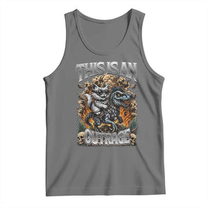 Gothic This Is An Outrage Princess Cat Riding Dinosaur Tank Top Fantasy Reader Gift