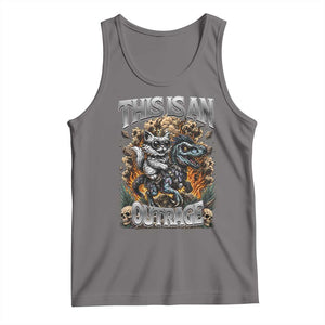 Gothic This Is An Outrage Princess Cat Riding Dinosaur Tank Top Fantasy Reader Gift