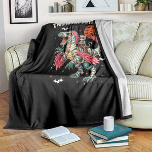 This Is An Outrage Throw Blanket Funny Halloween Skeleton Princess Cat Riding Mummy Dinosaur