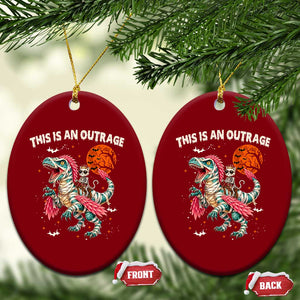 This Is An Outrage Ceramic Ornament Funny Halloween Skeleton Princess Cat Riding Mummy Dinosaur