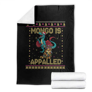 Mongo Is Appalled Princess Cat And Raptor Throw Blanket Ugly Christmas Sweater Holiday Gift