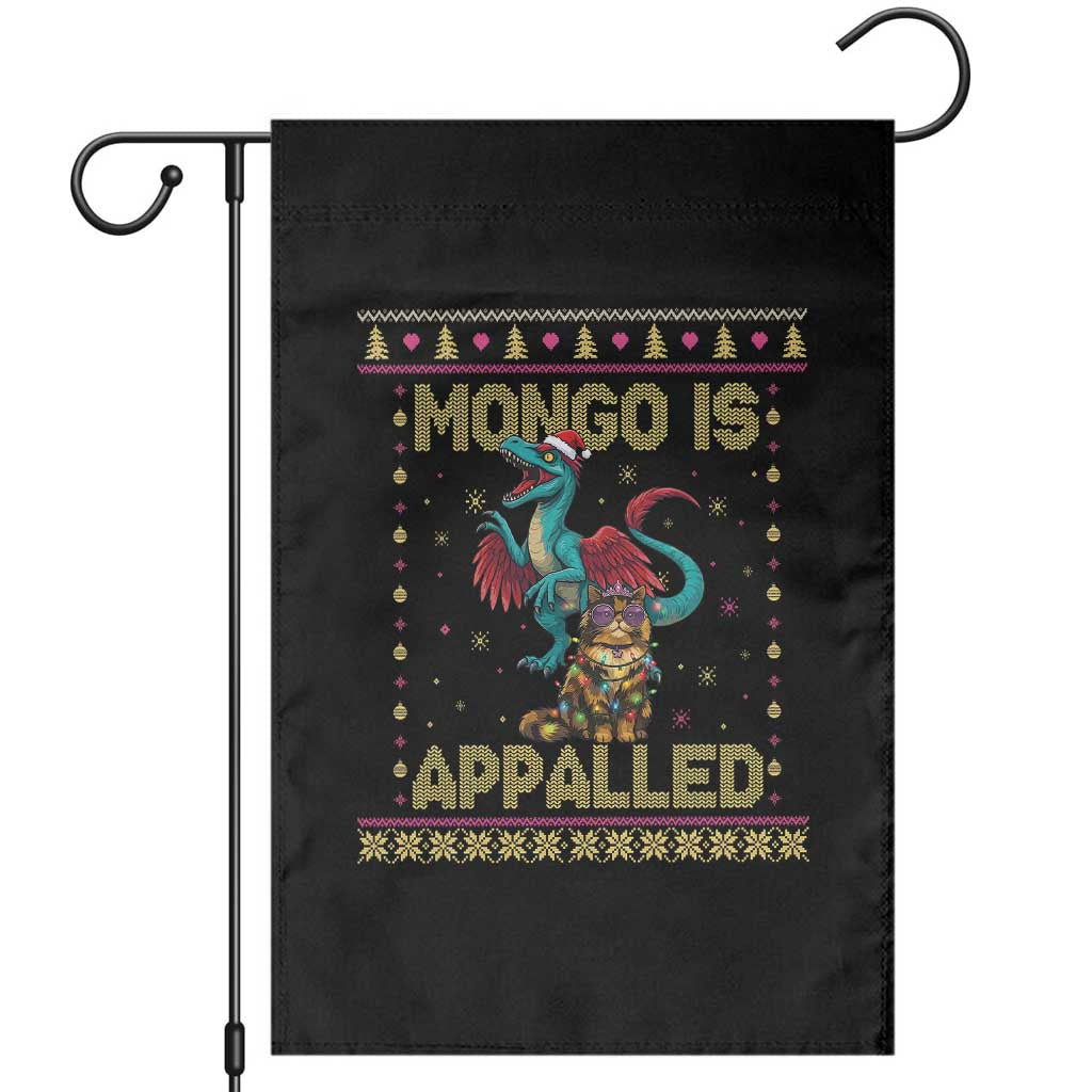 Mongo Is Appalled Princess Cat And Raptor Garden Flag Ugly Christmas Sweater Holiday Gift