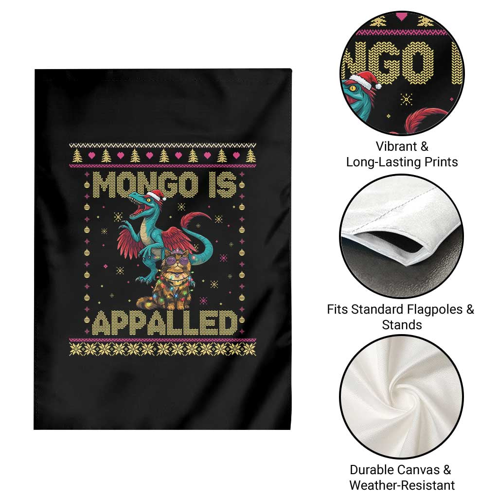 Mongo Is Appalled Princess Cat And Raptor Garden Flag Ugly Christmas Sweater Holiday Gift