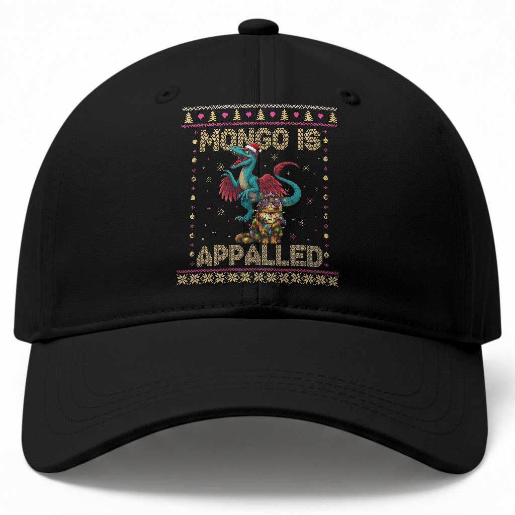Mongo Is Appalled Princess Cat And Raptor Baseball Cap Ugly Christmas Sweater Holiday Gift
