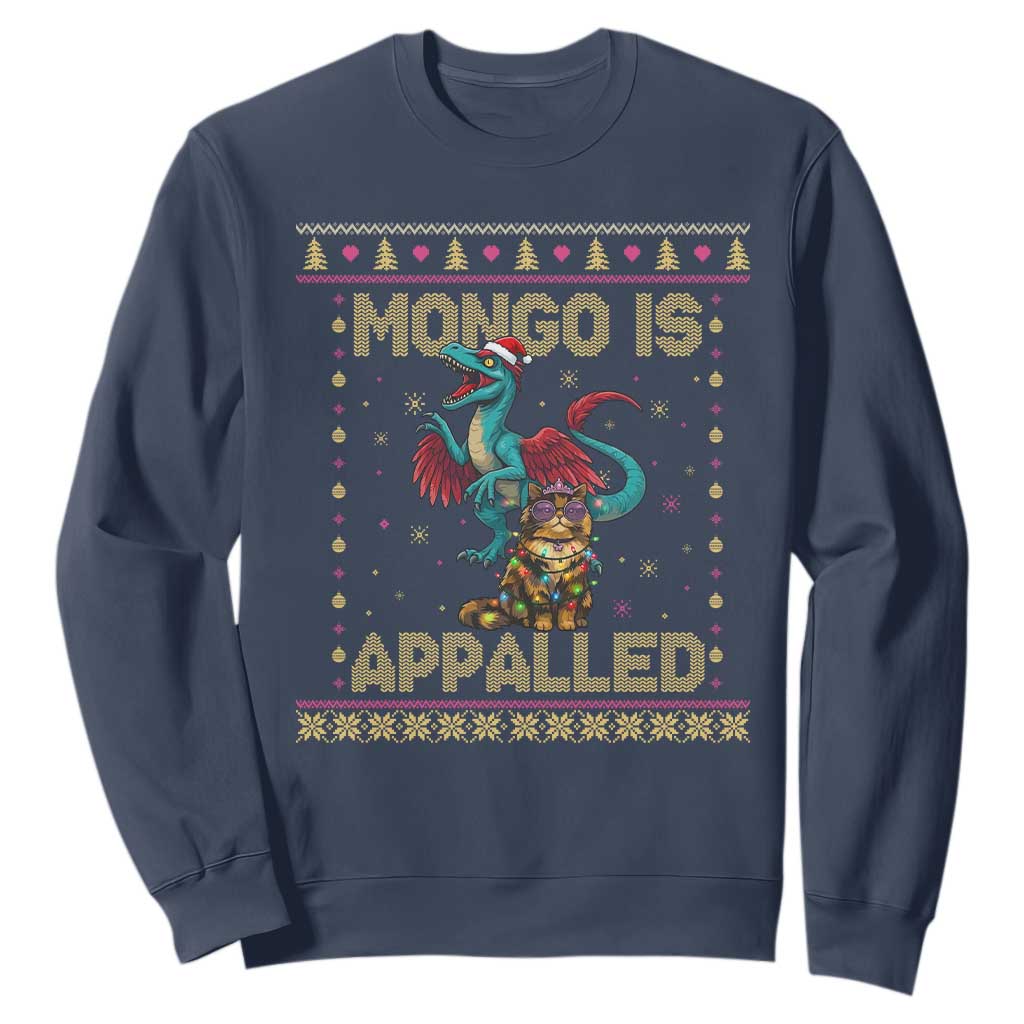 Mongo Is Appalled Princess Cat And Raptor Sweatshirt Ugly Christmas Sweater Holiday Gift