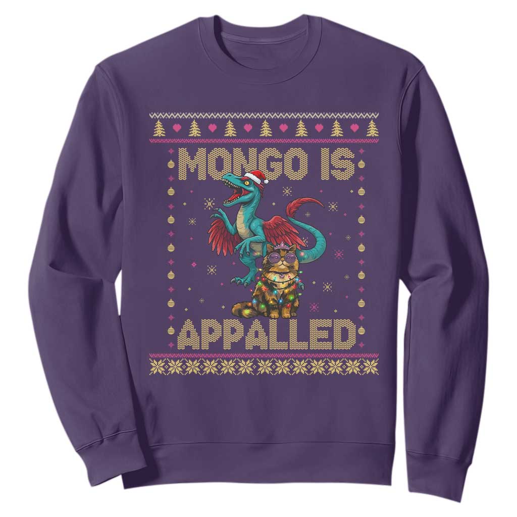 Mongo Is Appalled Princess Cat And Raptor Sweatshirt Ugly Christmas Sweater Holiday Gift