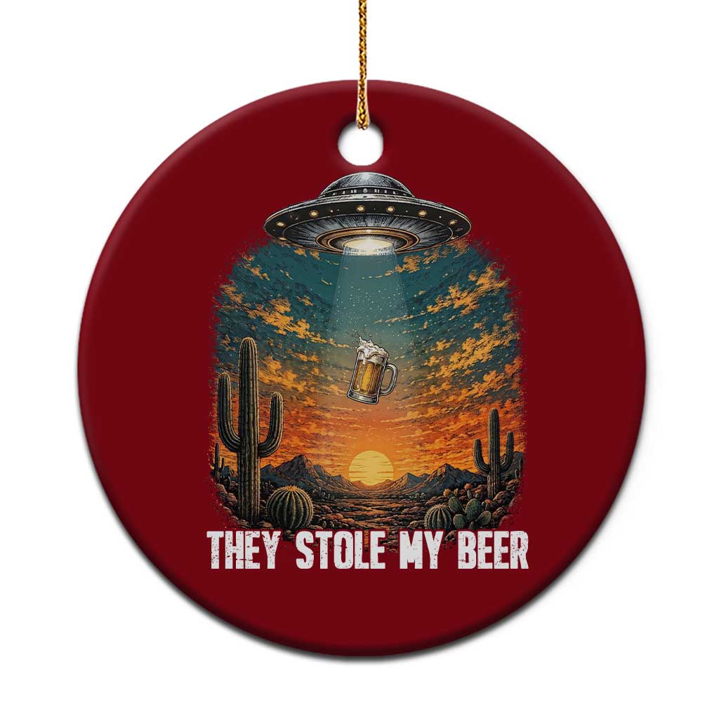 They Stole My Beer Ceramic Ornament Funny UFO Abducting Beer Mug Vintage Western Gift TS12 1pc Red Print Your Wear