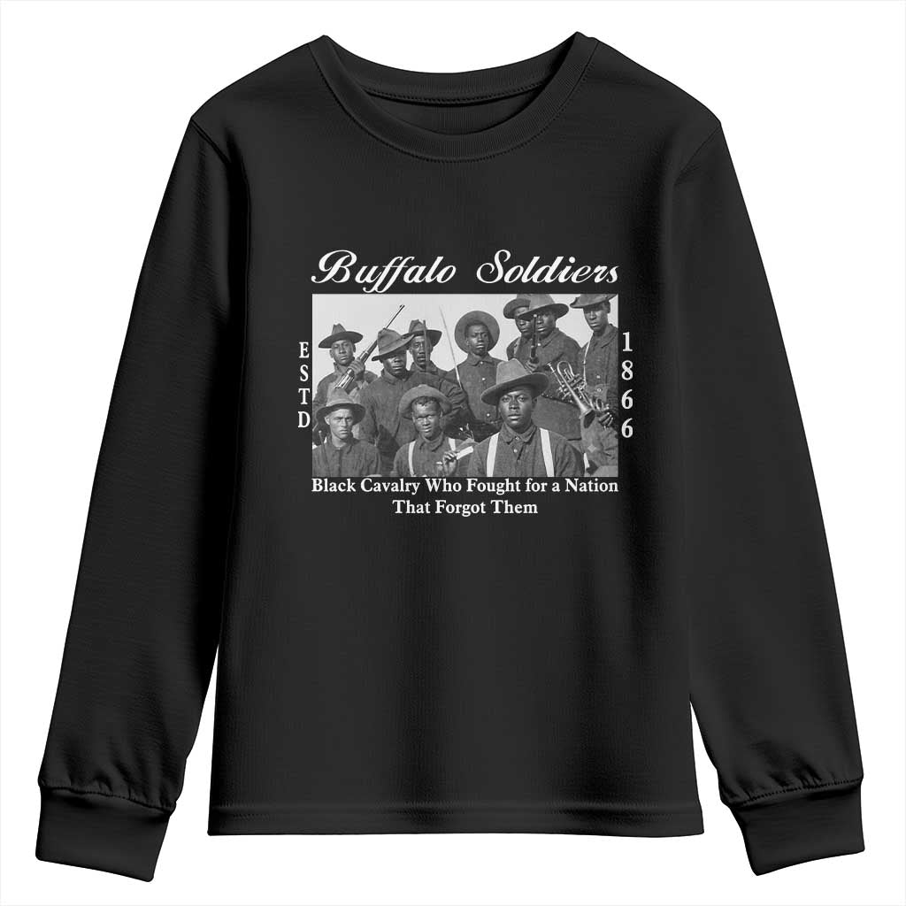 Buffalo Soldiers 1866 African American Cavalry Youth Sweatshirt Black History Military Heritage Gift TS12 Black Print Your Wear