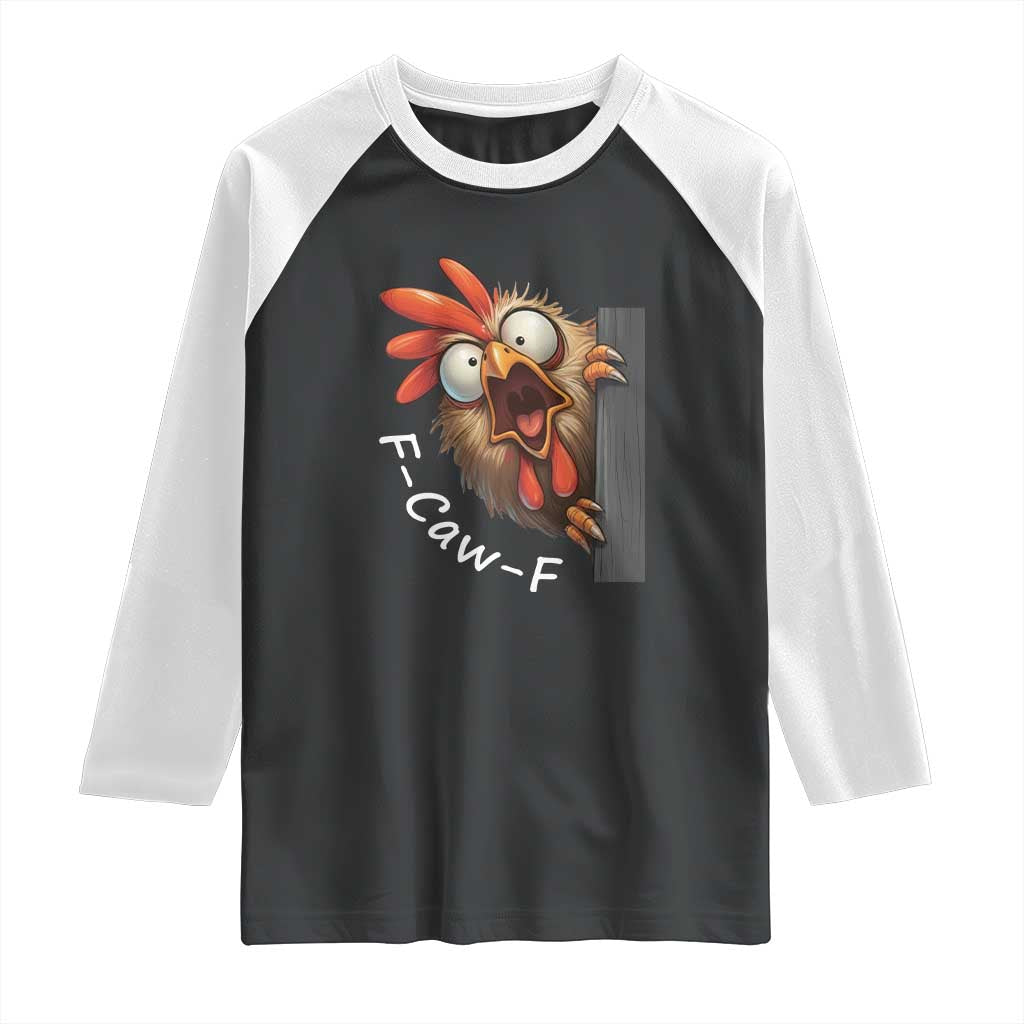 F-Caw-F Chicken Joke Raglan Shirt Funny Screaming Gift TS12 Black White Print Your Wear