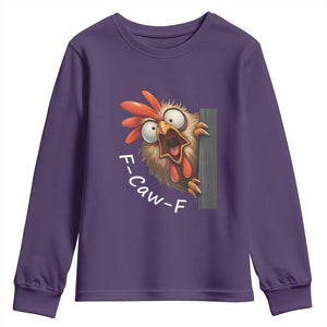 F-Caw-F Chicken Joke Youth Sweatshirt Funny Screaming Gift TS12 Purple Print Your Wear