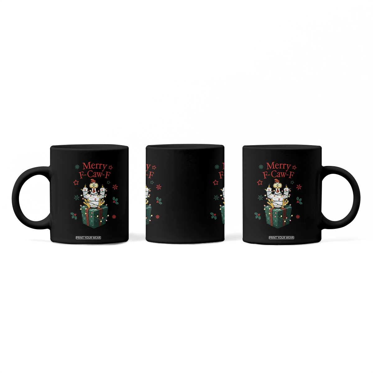 Merry F-Caw-F Chicken Coffee Mug Funny Christmas Gift TS12 Print Your Wear