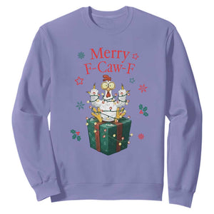 Merry F-Caw-F Chicken Sweatshirt Funny Christmas Gift TS12 Violet Print Your Wear