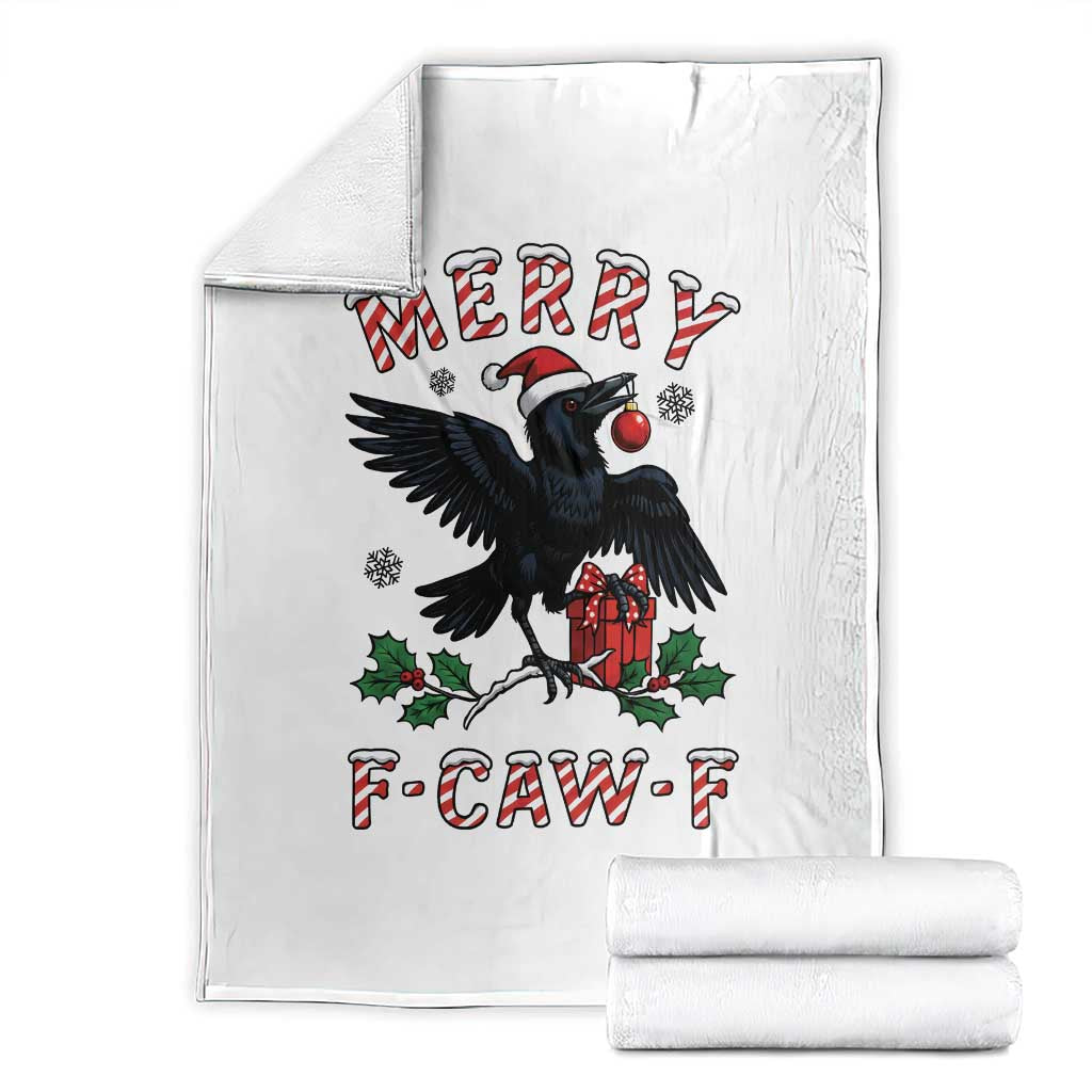 Merry F Caw F Raven Lover Throw Blanket Funny Holidays Gift TS12 White Print Your Wear