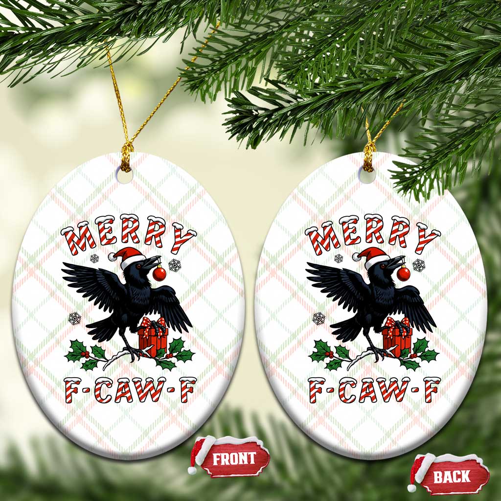 Merry F Caw F Raven Lover Ceramic Ornament Funny Holidays Gift TS12 Print Your Wear