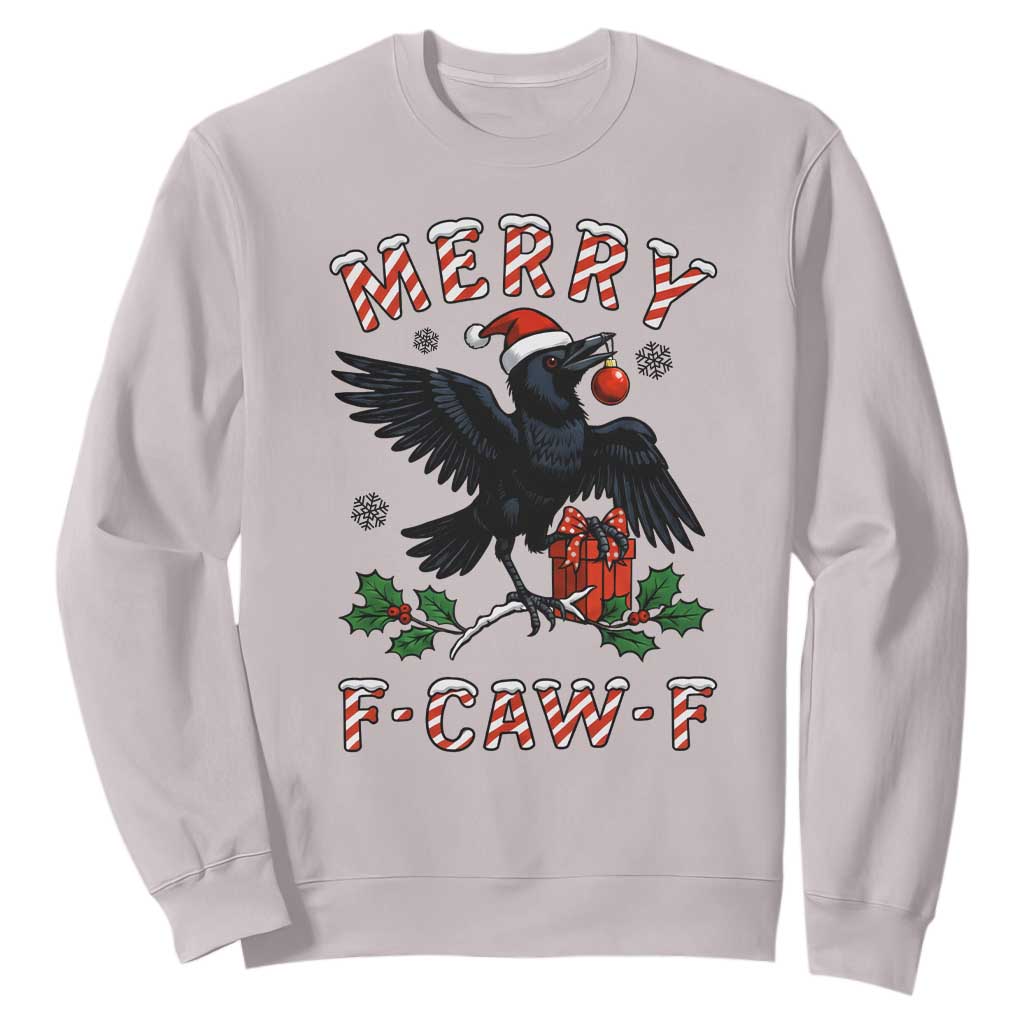 Merry F Caw F Raven Lover Sweatshirt Funny Holidays Gift TS12 Ice Gray Print Your Wear