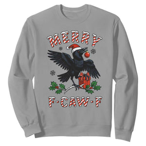 Merry F Caw F Raven Lover Sweatshirt Funny Holidays Gift TS12 Sport Gray Print Your Wear