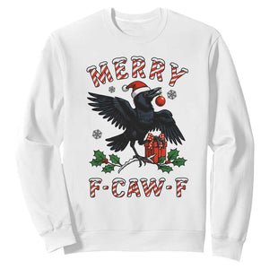Merry F Caw F Raven Lover Sweatshirt Funny Holidays Gift TS12 White Print Your Wear
