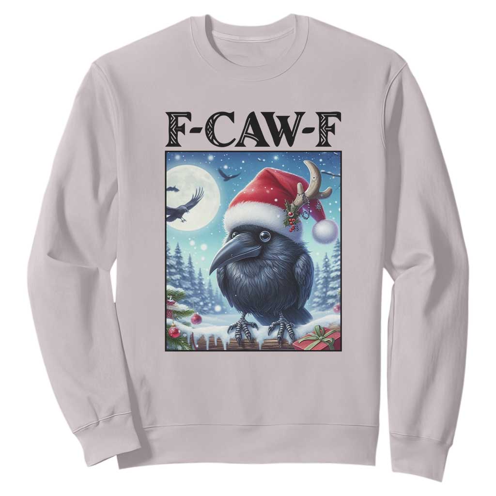 F Caw F Christmas Raven Sweatshirt Funny Bird Lover Gift TS12 Ice Gray Print Your Wear