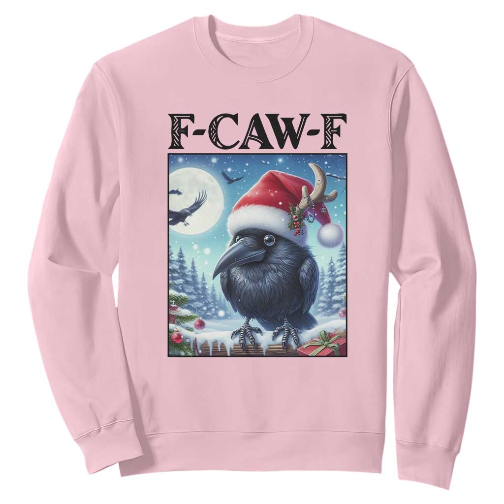 F Caw F Christmas Raven Sweatshirt Funny Bird Lover Gift TS12 Light Pink Print Your Wear