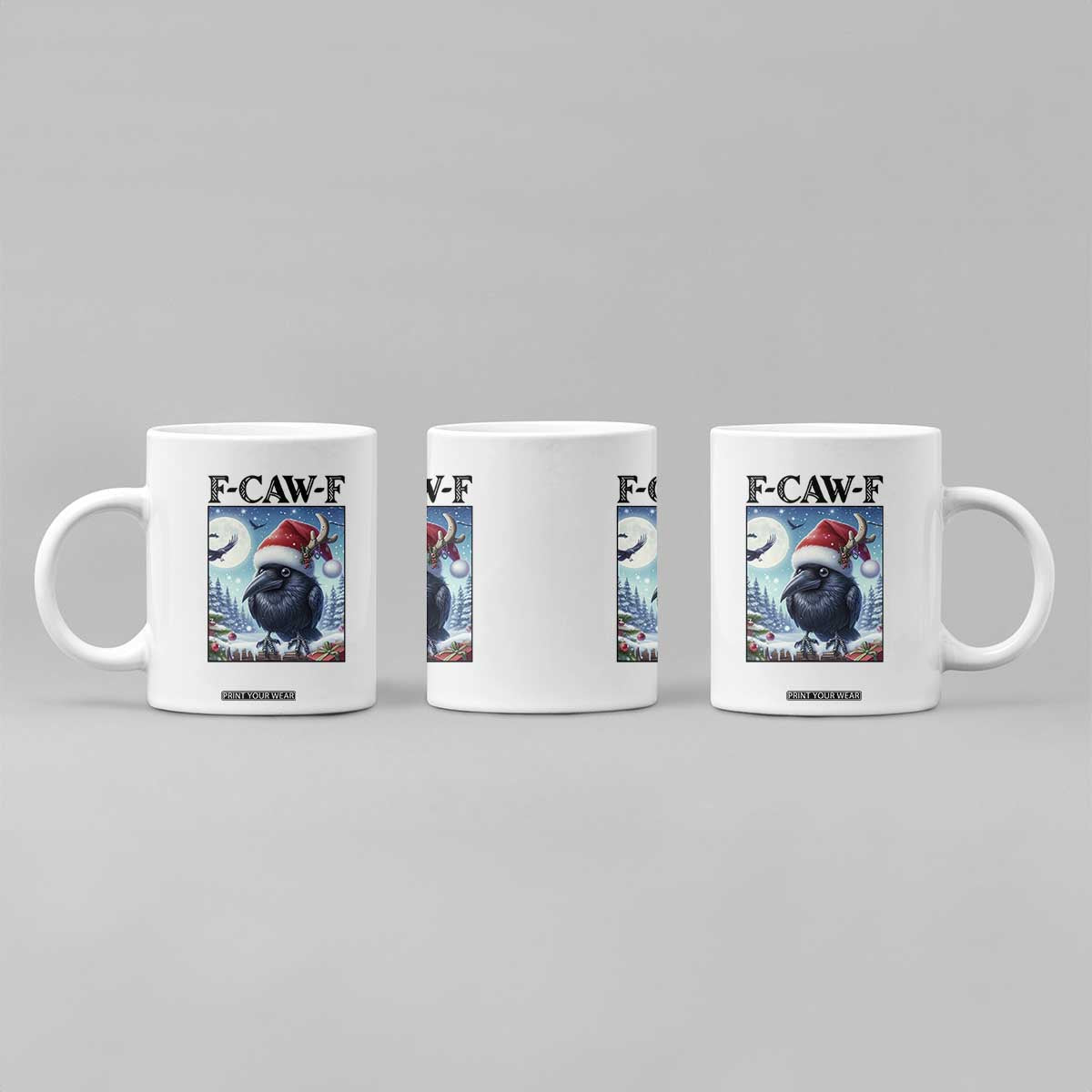 F Caw F Christmas Raven Coffee Mug Funny Bird Lover Gift TS12 Print Your Wear